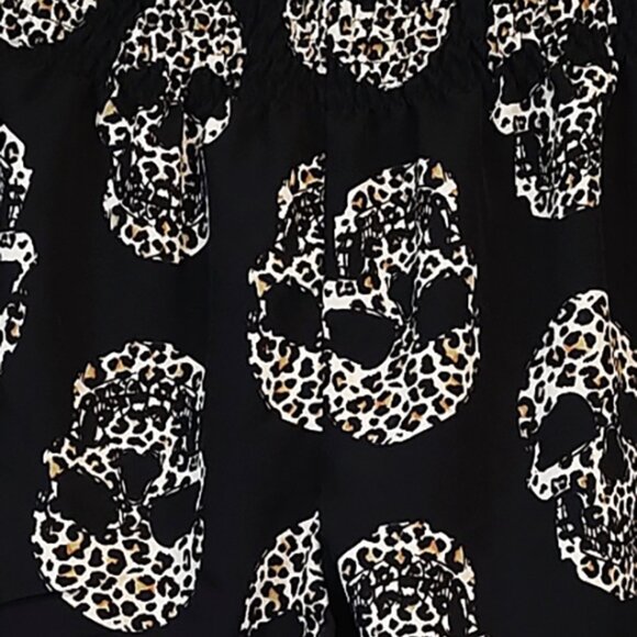 Fun, Lightweight, Black and Leopard Print Skulls Blouse Whimsigoth Style - Picture 3 of 3